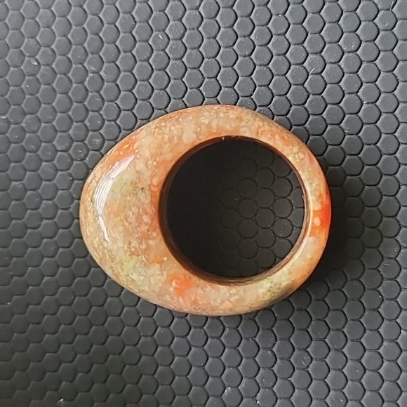 Vintage Chinese Natural Hetian Jade Nephrite Carved Ring Size 5 - Picture 2 of 6